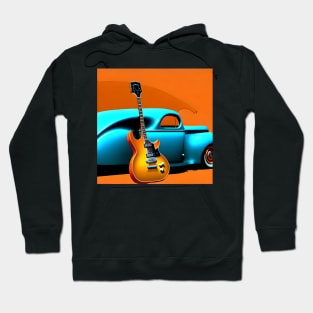 Abstract Orange Guitar and a 1940's Turqouise Car Hoodie